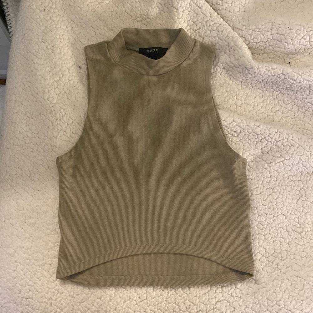 Army green high neck crop top